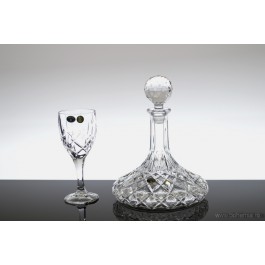 Set pahare de vin si sticla din cristal Bohemia - Sheffield - Nr catalog 1875 (Pahare cu sticla)