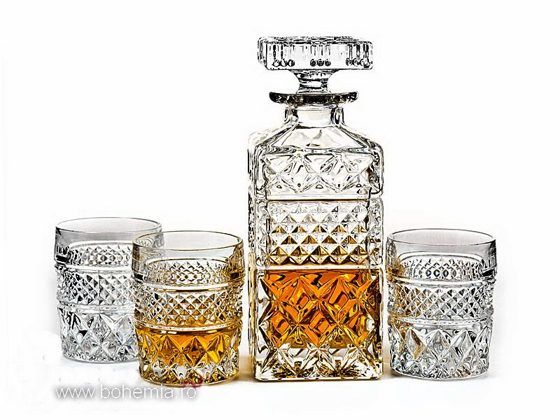 Set sticla si pahare whisky cristal Colectiia Madison Cristal distribuitor Cristal de Bohemia