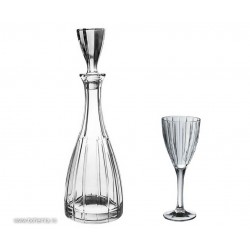 Set 6 pahare de vin si sticla din cristal de Bohemia - Caren - Nr catalog 1709