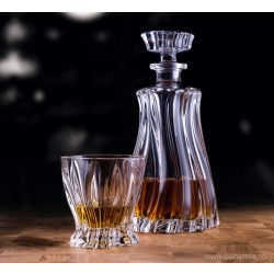 Set 6 pahare de whisky cu sticla Bohemia cristalin - Venus Plantica- Nr catalog 2451