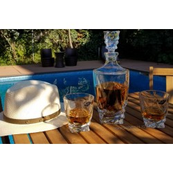 Set sticla si 6 pahare de whisky Bohemia cristalin- PORTO - Nr catalog 3772