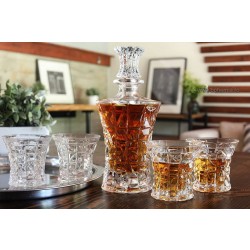 Set sticla si 6 pahare de whisky din cristal de Bohemia - Princess - Nr catalog 1119