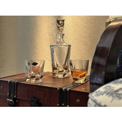 Set sticla si 6 pahare de whisky Bohemia cristalin- PORTO Step Gold - Nr catalog 3990