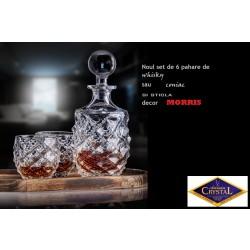 Set pahare whisky sau coniac cu sticla Bohemia cristal - Morris - Nr catalog 3000 (Pahare cu sticla)