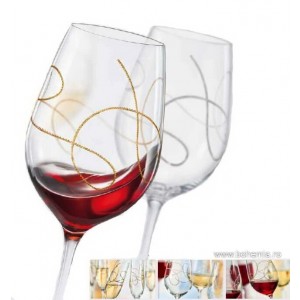Pahare de vin Bohemia Cristalin - String Gold - Nr catalog 3075